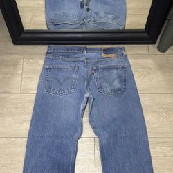 Vintage 1990s Levi’s 501 XX 34 x 32 Straight Leg Baggy Dark Blue Wash Denim Jeans