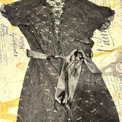 Shirtsleeve Lace Robe New black 