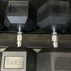 Hex Rubber Dumbbell Pair 100 lb🔥 