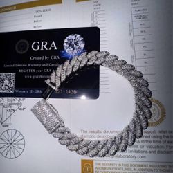 10MM Moissanite Cuban Bracelet 7.5”