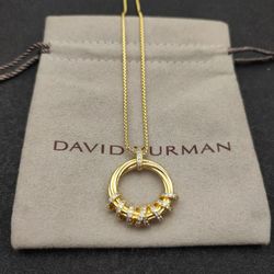Women's David Yurman gold rotating elbow necklace with diamonds