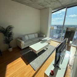 White Leather Sectional Couch – Modern IKEA Style