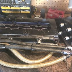 B Series Valve Cover And Oil Catch Can With Lines 