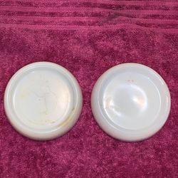 Pair Of Antique 1920s Hazel Atlas HA Milk Glass Ashtray/ / Candy bowls 