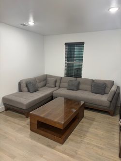 Gray Fabric Sectional Sofa with Chaise