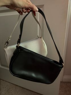 Set of 2 Mini Shoulder Bags Black & White | Y2K Baguette Purses