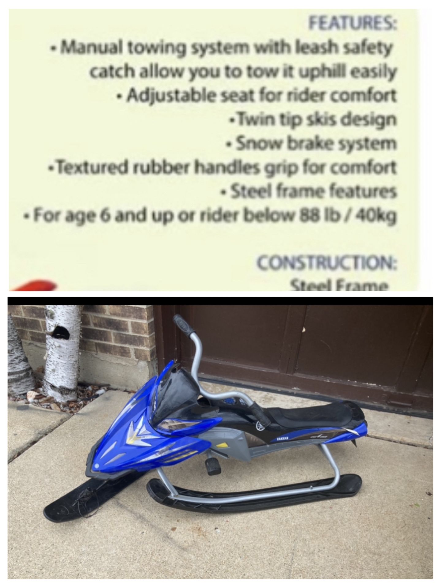 Kids Snow Sleds With Steering Wheel And Breaks $60 Each