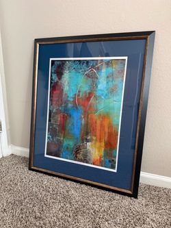 Large Framed Abstract Art - 30" W x 36" H