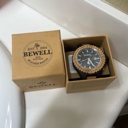 BEWELL 100% Wood 🪵 Watch Stainless Steel Back New Comes With Everything 