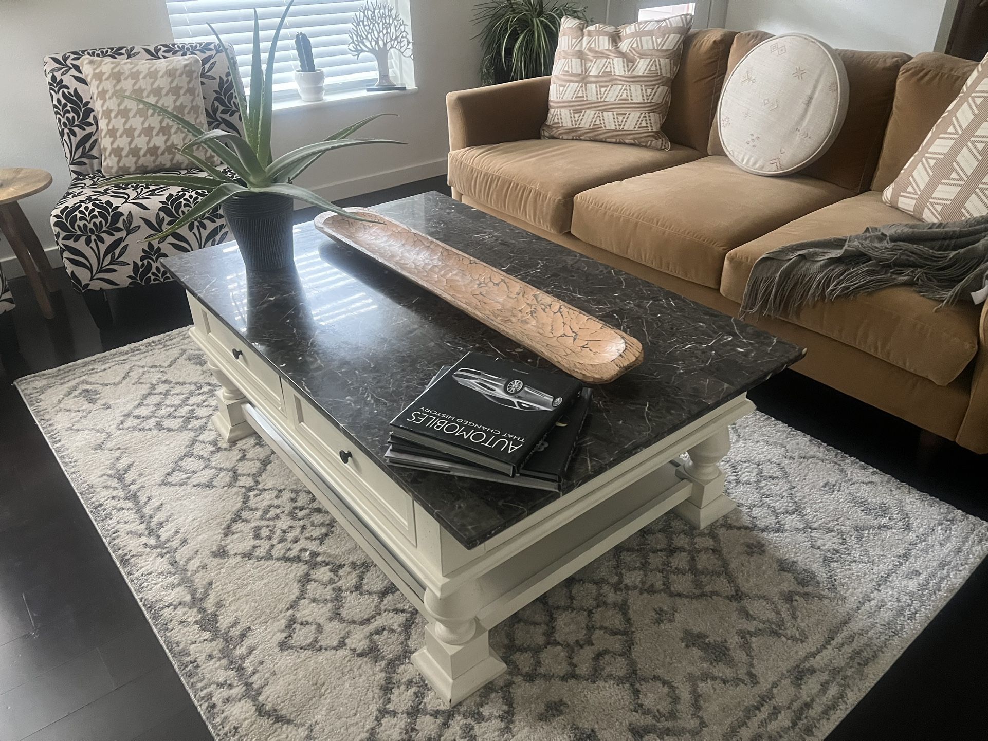 White Marble Slab Coffee Table