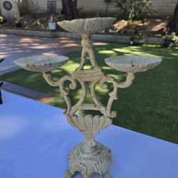 Vintage Cream Iron 3 Candle Wick Holder