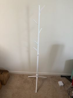 Wooden Coat Rack Stand, Freestanding Coat Rack with 8 Hooks, 3 Adjustable