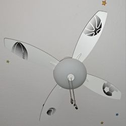 Boys 42 Inch Sports Theme White Ceiling Fan 