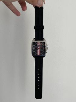 HUGO BOSS 'HB1005' Multifunction Red Stripe Square Dial Strap Watch