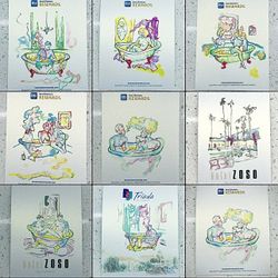 Watercolor Series Of strangers In bathtubs Done On Hotel Notepads
