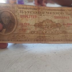 Villete De 100 Pesos Mexicano