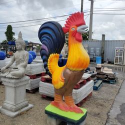 Concrete Rooster Statue  / Cement Large Backyard Rooster Statue