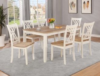 New! 7 Piece Natural & White Dining Set ($39 Down) NO CREDIT CHECK FINANCING