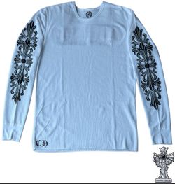 Vintage Chrome Hearts white Waffle-knit Thermal with floral sleeve