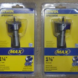 LOT 2 Irwin Speedbor (contact info removed)  1-3/8" Self Feed Drill Bit 1 -1/4 " 31.7 MM NEW 