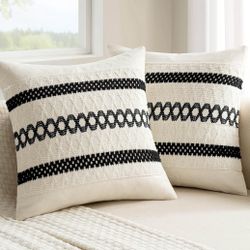 MIULEE Set of 2 Black Boho Decorative Pillow Covers 18x18 Inch Farmhouse Rustic Couch Throw Pillows Modern Spring Cotton Cushion Covers Retro Cute Mac