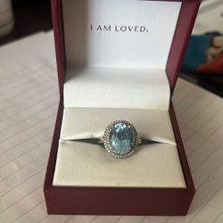 Oval Aguamarina  S Silver Ring 