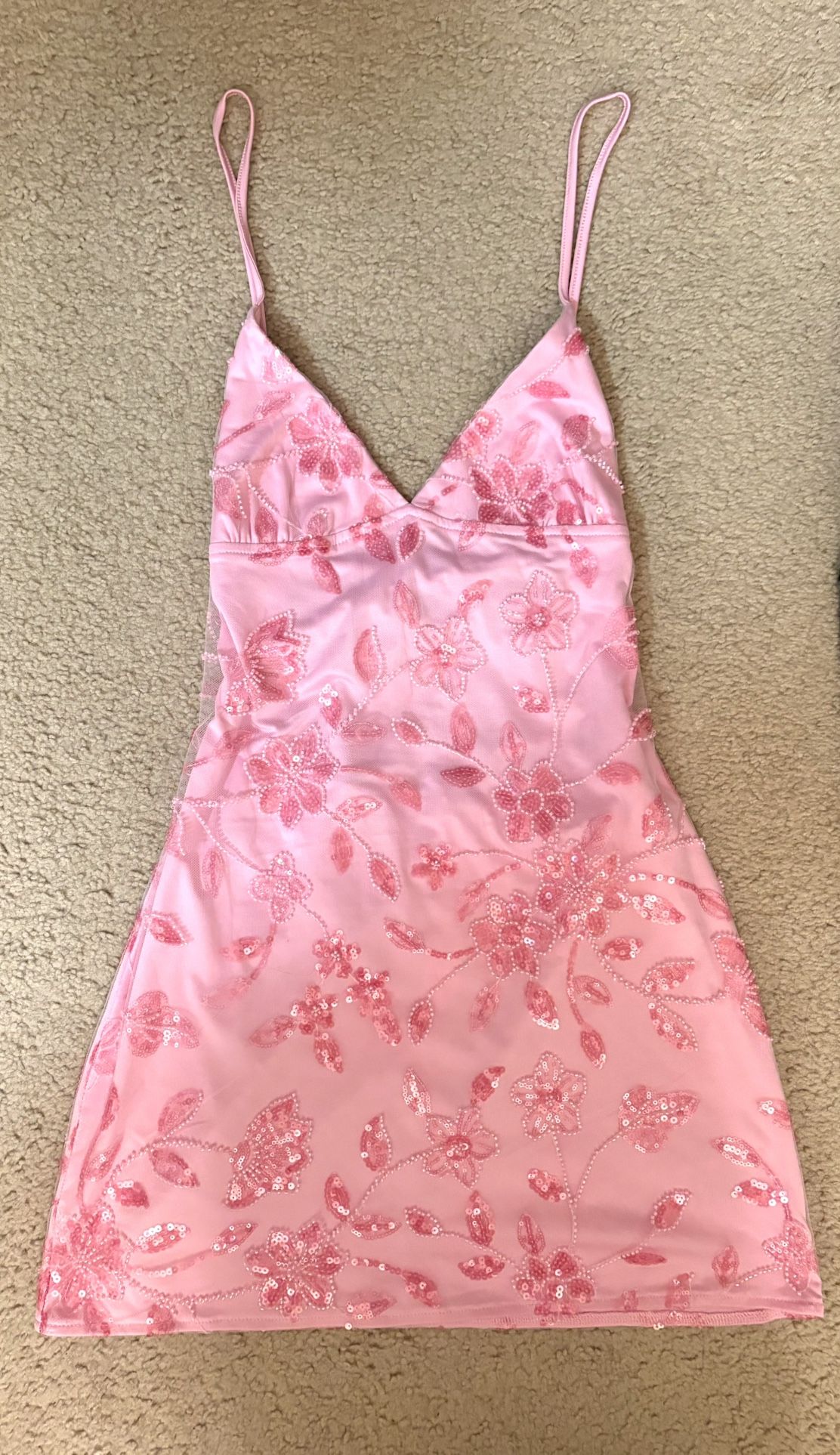 NWT Medium Sequin Floral Backless Mini Dress