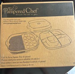 Pampered Chef Cool & Serve Square Tray Set (#2292) – NEW in Box