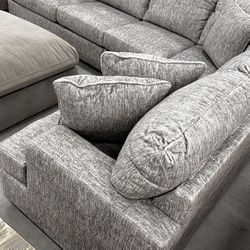 Playwrite Gray L Shaped Cozy Sectional Sofa 