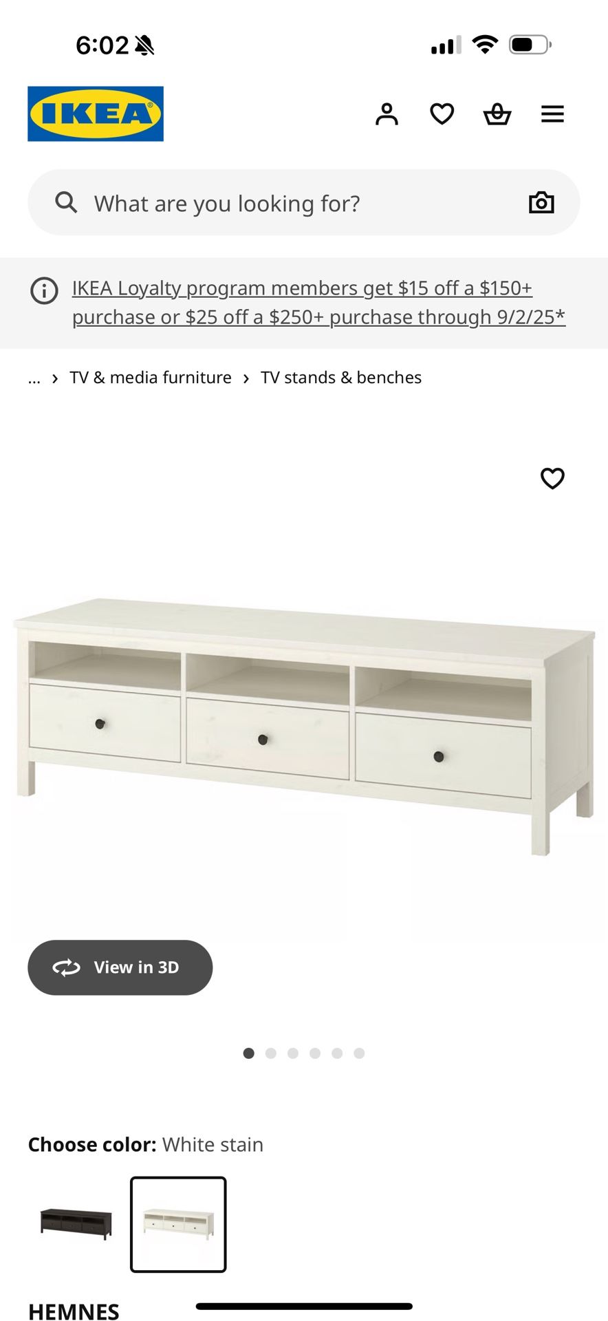 HEMNES tv Stand - White