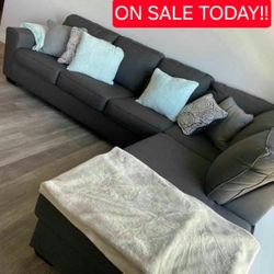 Gray Sectional Couch Sofa with Chaise