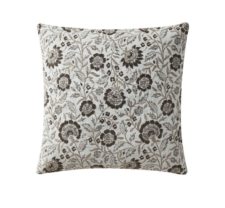  20" x 20" Brown Bel Jacquard Floral Decorative Pillow Cover