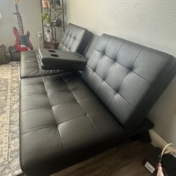 Leather Futon With Charging Outlet