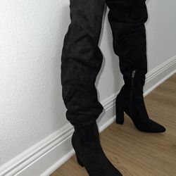 Faux Suede Over The Knee Boots