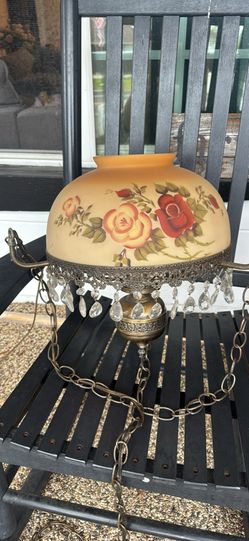 Vintage swag lamp with beautiful glass crystal tear drops