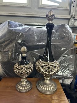 two decorative accents, silver and black $15 large 14”,small10”