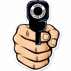 4” Smile and wait for the flash Gun Sticker Car Bumper Decal Glock