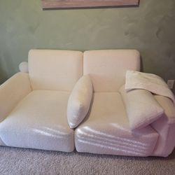 Ivy Bronx MINIMORE Boucle Sofa + Ottoman — White