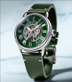 BRAND NEW. EARNSHAW  INVESTIGATOR 40.  SKELETON AUTOMATIC   SAGE GREEN