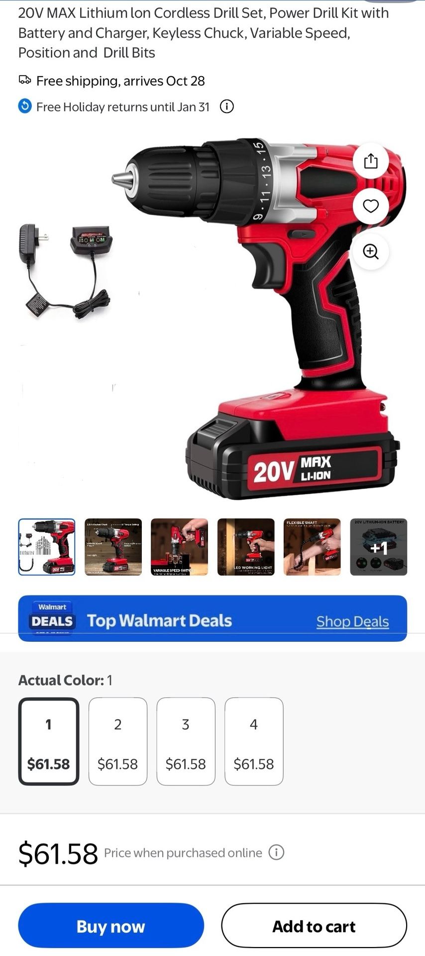 20V MAX Lithium lon Cordless Drill Set, Power Drill Kit with Battery and Charger