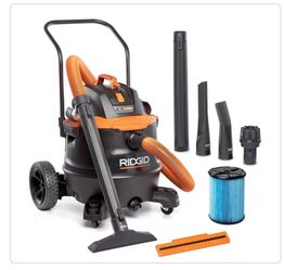 RIDGID 16 Gal. 7.0 Peak HP NXT Power Shop Vacuum HD1900 Wet Dry Vac with Cart, Fine Dust Filter, Pro Hose and Accessories