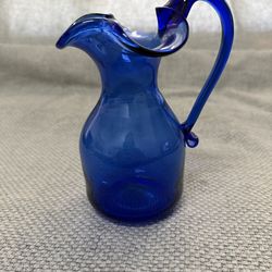 5” Cobalt Blue Pitcher w/Ruffles