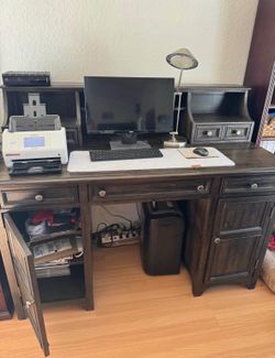 Solid wood desk with hutch