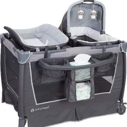 Baby Trend Nursery Center Travel Crib with Removable Rock-A-Bye Bassinet, Changing Table, Organizer, and Electronic Music Center and Nightlight, Robin