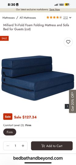 Tri-Fold Foam Folding Mattress and Sofa Bed for Guests (cot)