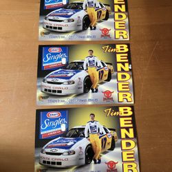 1996 NASCAR Series Hero Drivers Cards - Lot Of 3 Tim Bender, Kraft Singles, 9” x 6”