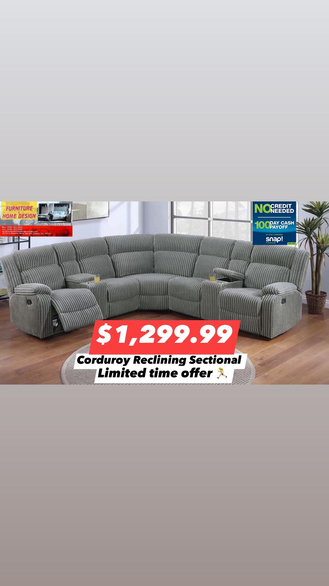 Corduroy Reclining Sectional