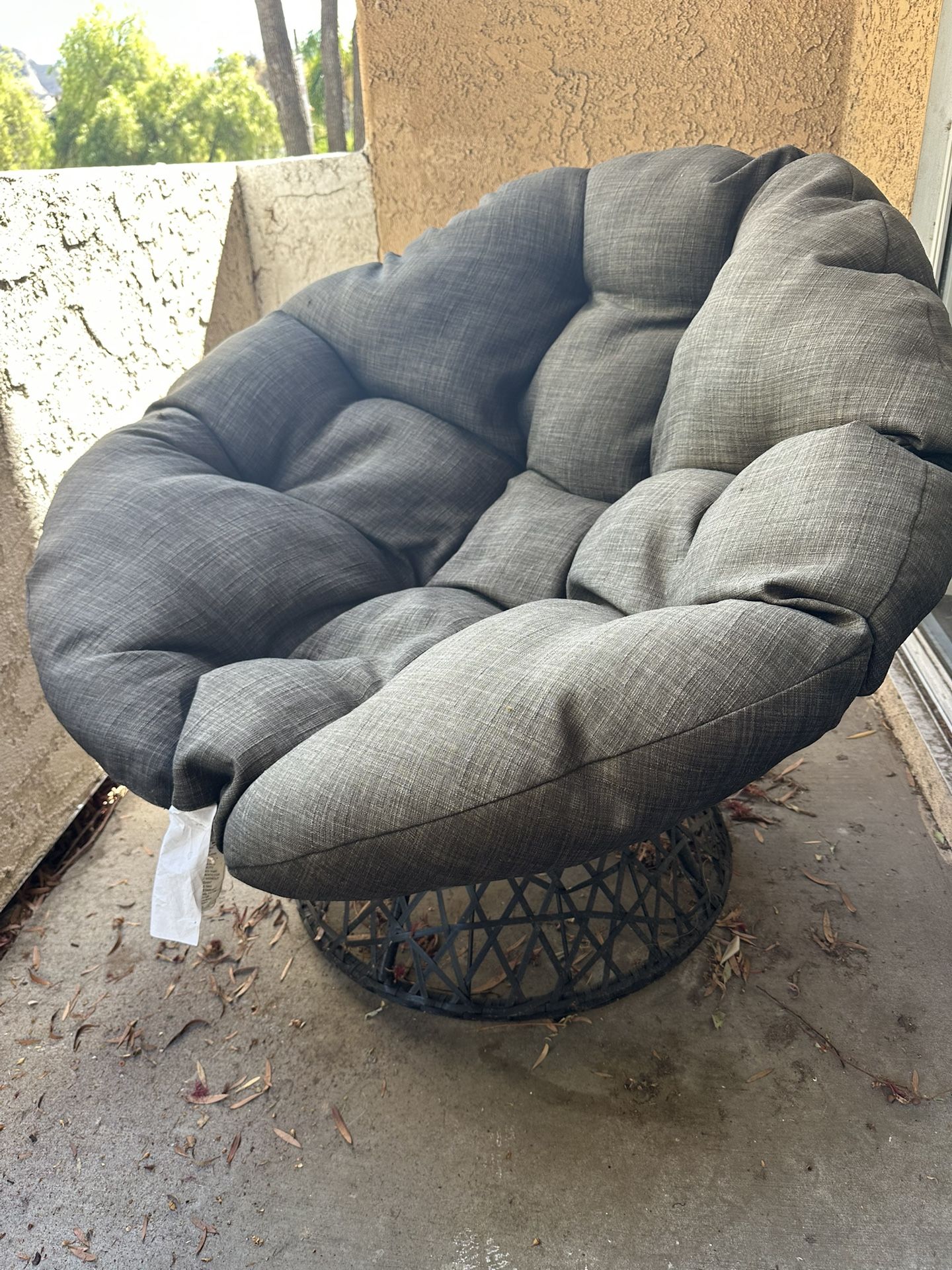 Bme 40" Ergonomic Wicker Papasan Chair with Soft Thick Density Fabric Cushion