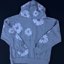 Gray Denim Tear Hoodie