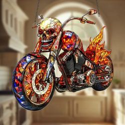 Sun Catcher Skull Motorcycle